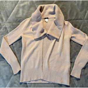 J.CREW Cardigan Sweater Women's Beige Knit Long Sleeve Collared Open Front XS